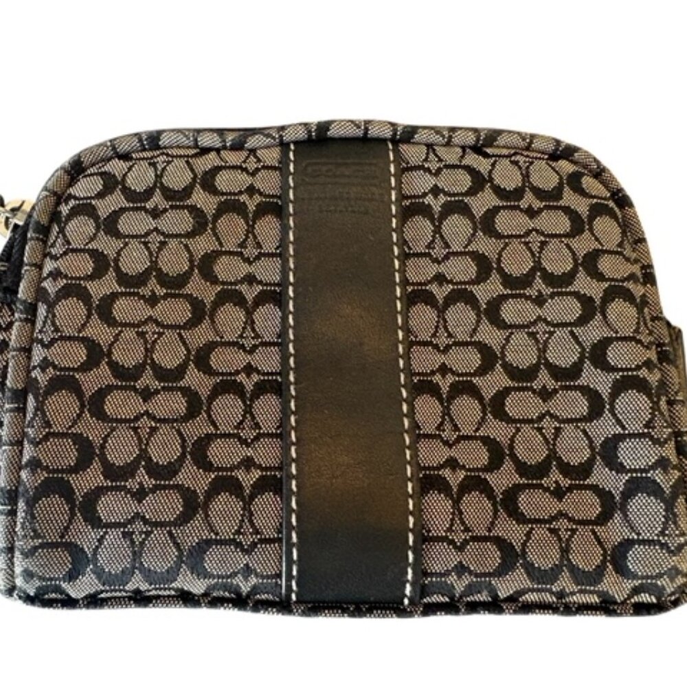 Coach Jacquard Mini C’s genuine black/grey makeup bag Vintage 2000's - Picture 3 of 9
